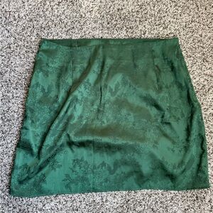 Emerald green silk mini skirt